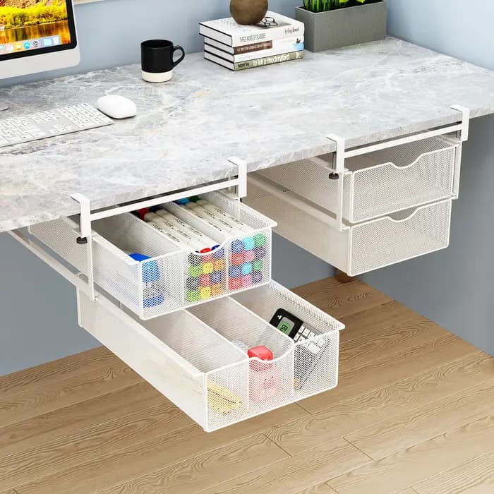 Boîte de rangement invisible de type tiroir pour bureau