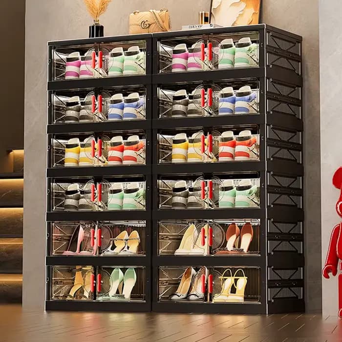 Meuble de rangement pliable multi-niveaux grande capacité pour chaussures et snacks