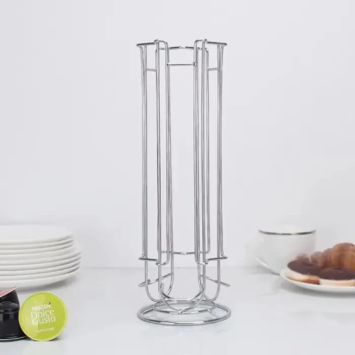 Support de rangement pour capsules Dolce Gusto en acier inoxydable argenté