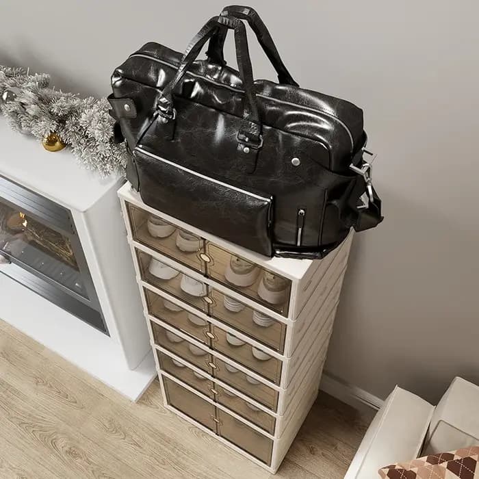 Boîte à chaussures pliable, une pièce | Interrupteur magnétique, multi-styles et tailles | Utilisation à roulettes, salon et chambre à coucher | Accueil, boîtes de rangement pour chaussures
