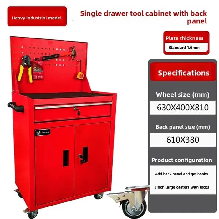Armoire à outils robuste avec roulettes – Coffre à outils roulant en acier épais avec tiroirs verrouillables et organisateur de rangement pour garage et atelier