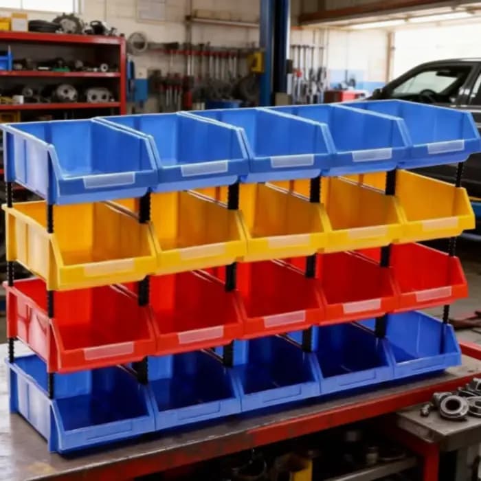 Bacs de rangement empilables pour matériel | Étagère murale robuste - Organisateur pour garage