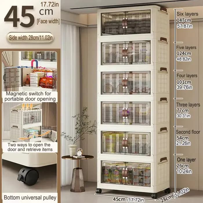 Armoire de rangement élargie et épaissie