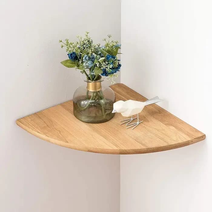 Étagère d'angle flottante en bois de chêne massif 15-30cm