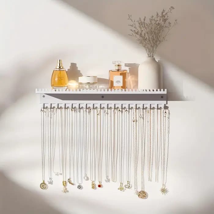 Organisateur de bijoux mural avec 56 crochets et plateau