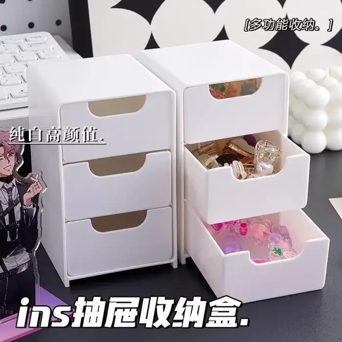 Boîte de rangement de cosmétiques en plastique à 3 niveaux