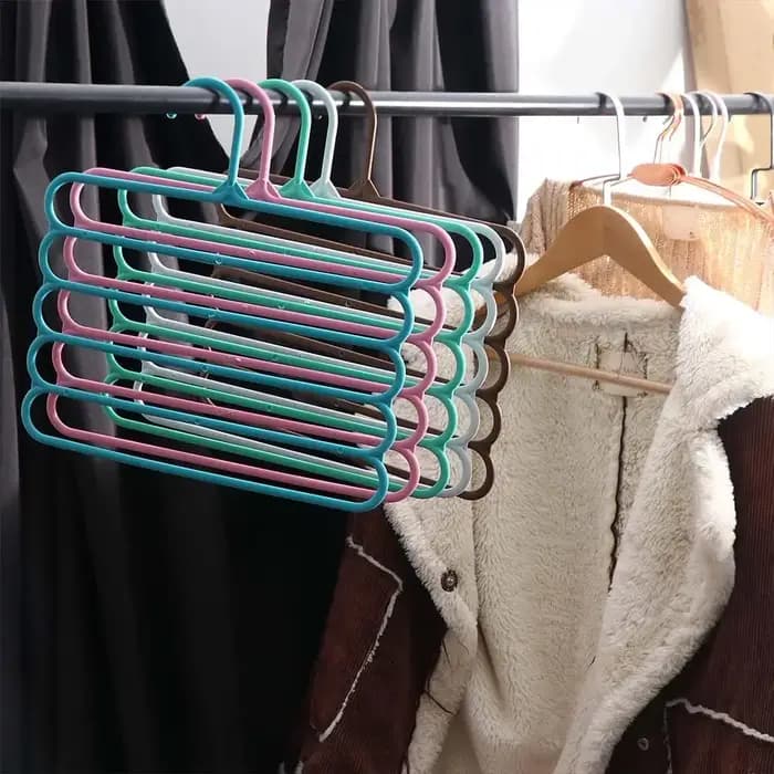 Organisateur de rangement pour pantalons et foulards à 5 niveaux coloré pour armoire domestique