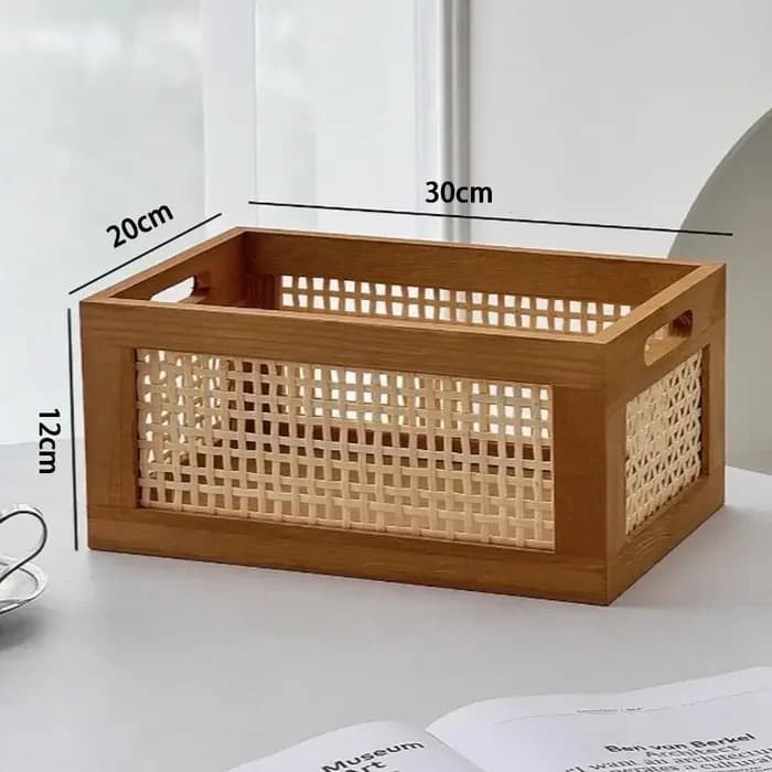 Boîte de rangement rétro en rotin