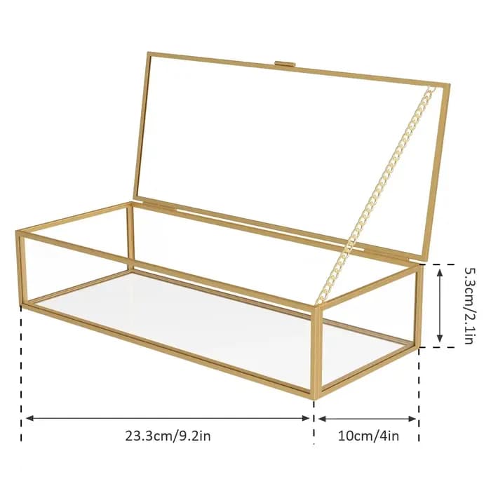 Boîte à bijoux en verre Transparent doré rectangulaire