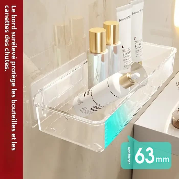 Étagère murale de rangement pour cosmétiques et soins de la peau pour salle de bain