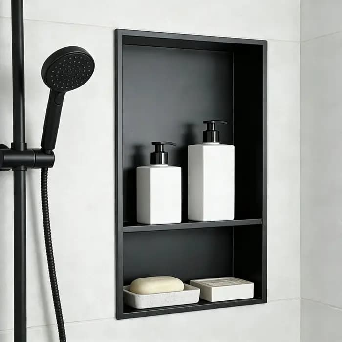 Niche de douche en acier 18'' x 12'' noir mat