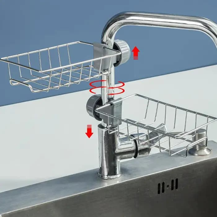 Support d'évier de cuisine en acier inoxydable pour éponges et accessoires
