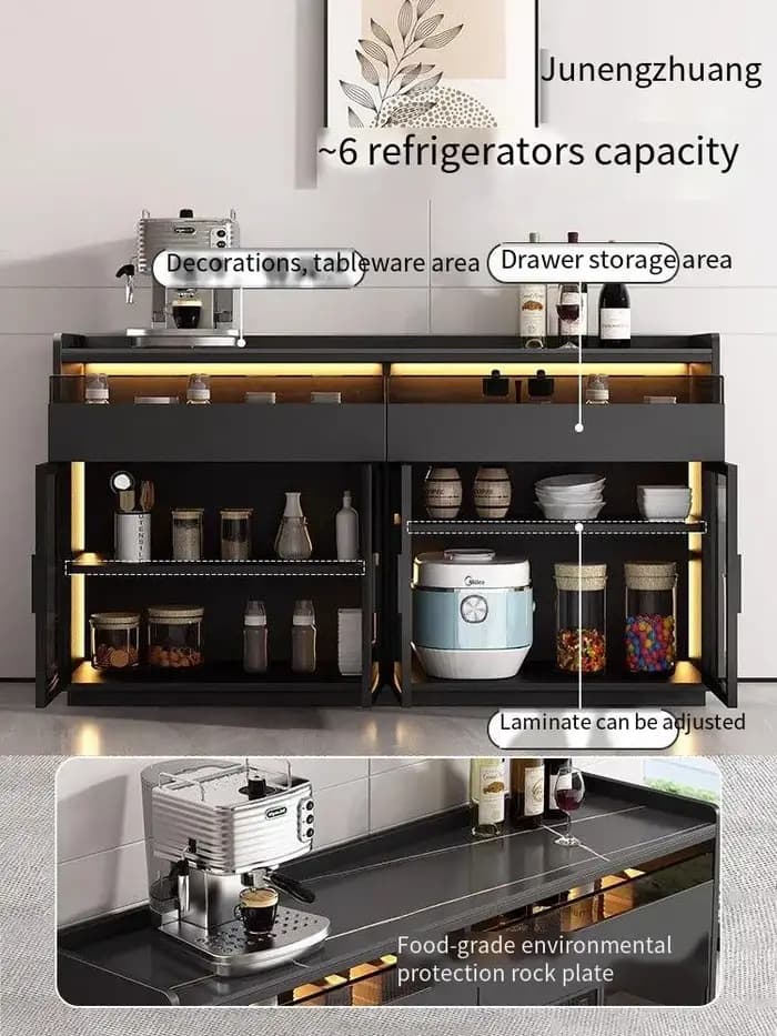 Tiroirs casier de rangement armoires de salon vitrines dalle de roche buffet noir vitrine porte en verre meubles maison