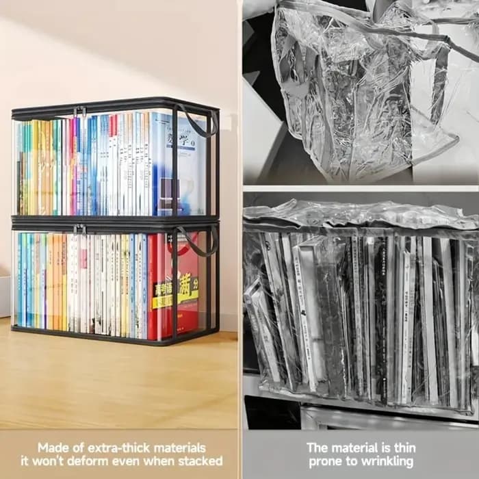 Sac de rangement en PVC avec couvercle rabattable et fenêtre de visualisation - Organisateur rectangulaire durable pour
