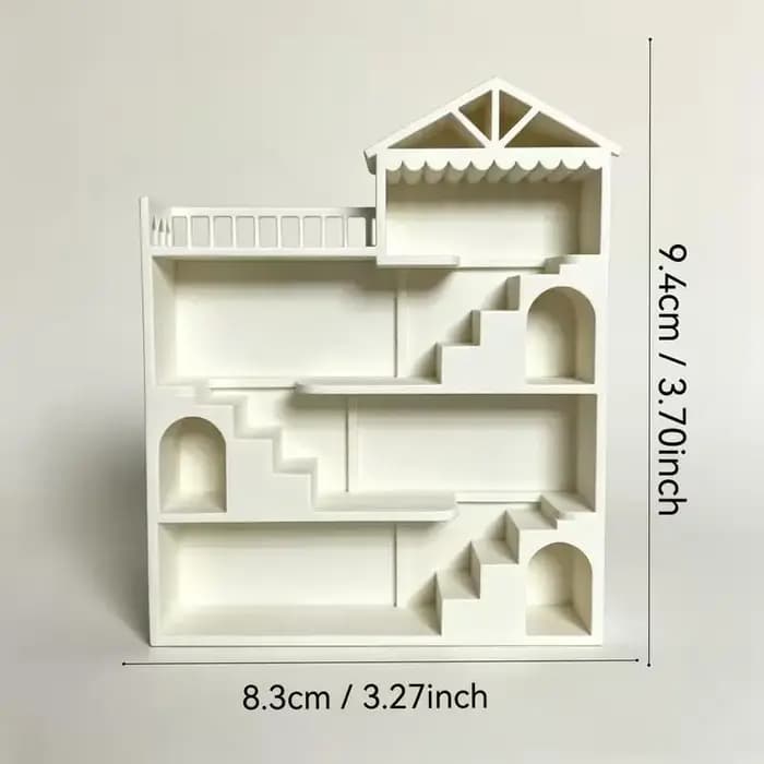 1 pièce Étagère de présentation blanche à plusieurs niveaux avec balcon pour villa miniature, organisateur à plusieurs niveaux, accessoire de décoration pour mini-maison