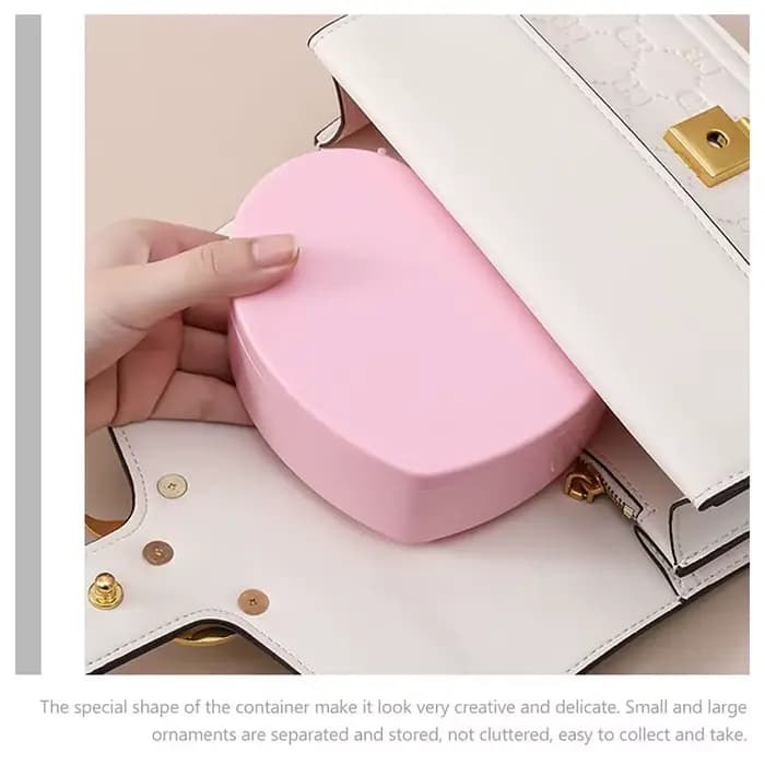 Boîte à bijoux en forme de cœur avec miroir de maquillage