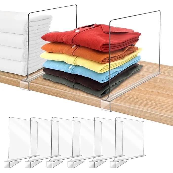 Lot de 2/4/6/8 organiseurs transparents pour étagères de placard