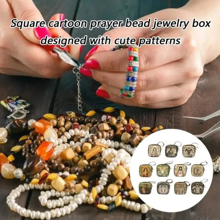 Pour écouteurs, boîte rangement bijoux religieux