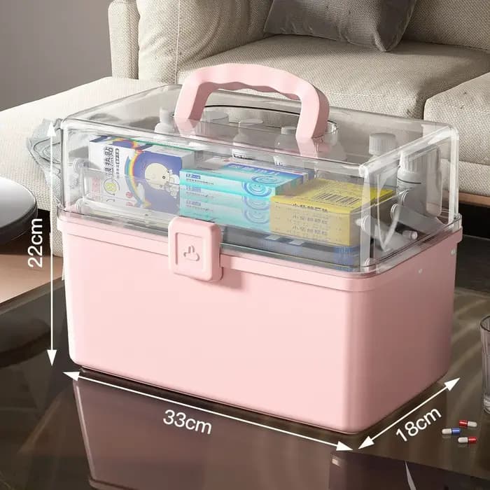 NOUVEAU Grand coffre de rangement domestique avec poignée, boîte à médicaments, boîte de rangement multicouche anti-humidité et anti-poussière pour l'épicerie, rangement domestique