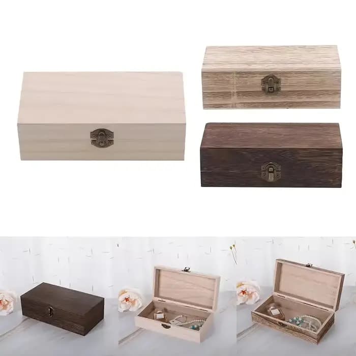 Boîte de rangement rectangulaire rétro en bois