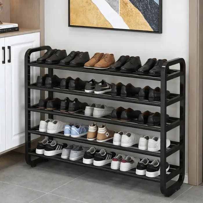 Étagère à chaussures en métal à 5 niveaux - Peut contenir 18 paires