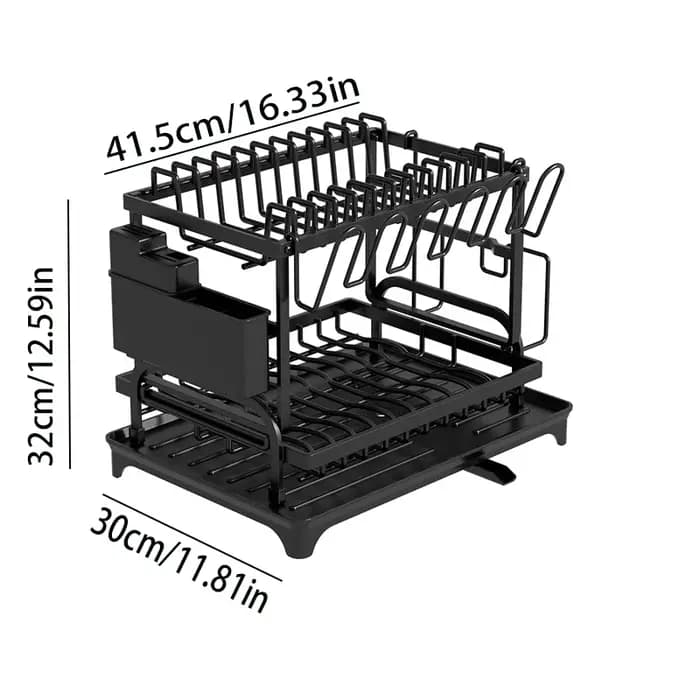 Égouttoir à vaisselle, support de rangement pour plateaux à double couche