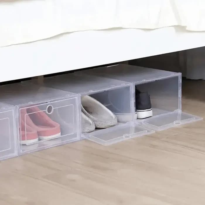 Boîtes à chaussures transparentes portables en plastique empilables