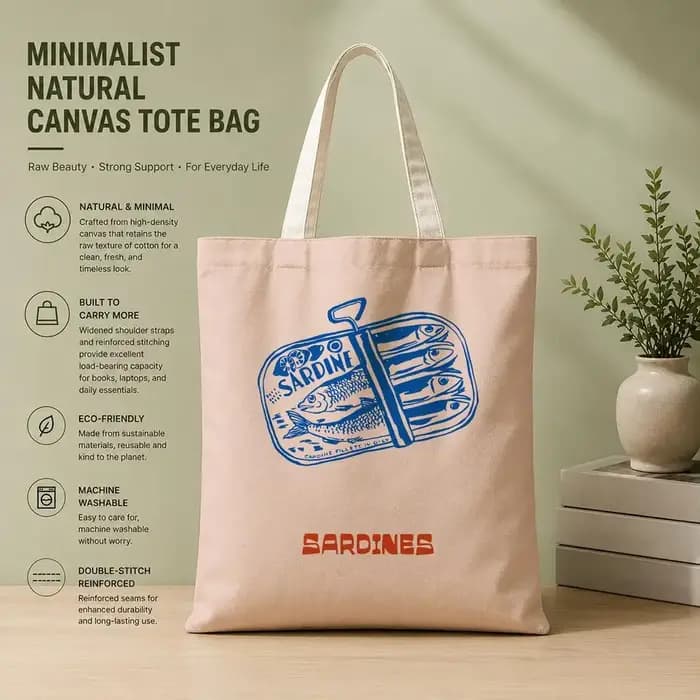 Sacs de rangement pour boîtes de conserve de sardines Coastal Charm, en toile de coton écologique, l