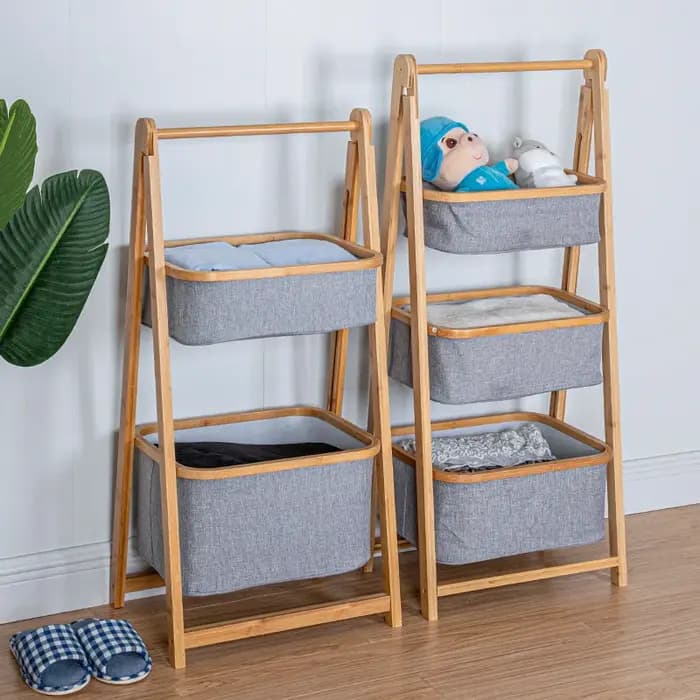 Panier à linge pliable à deux niveaux