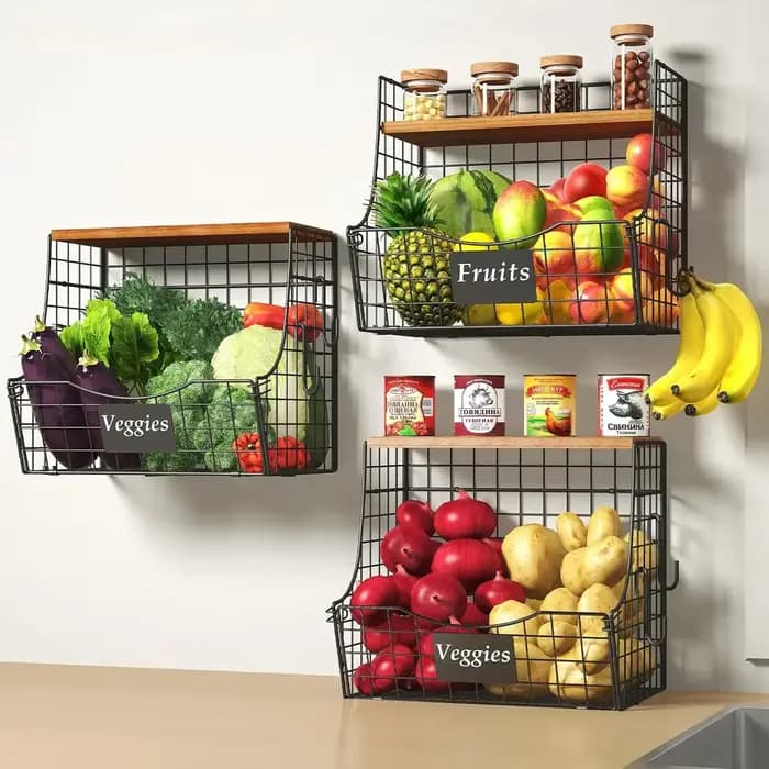 Support de rangement pliable en fer avec étagère en bois