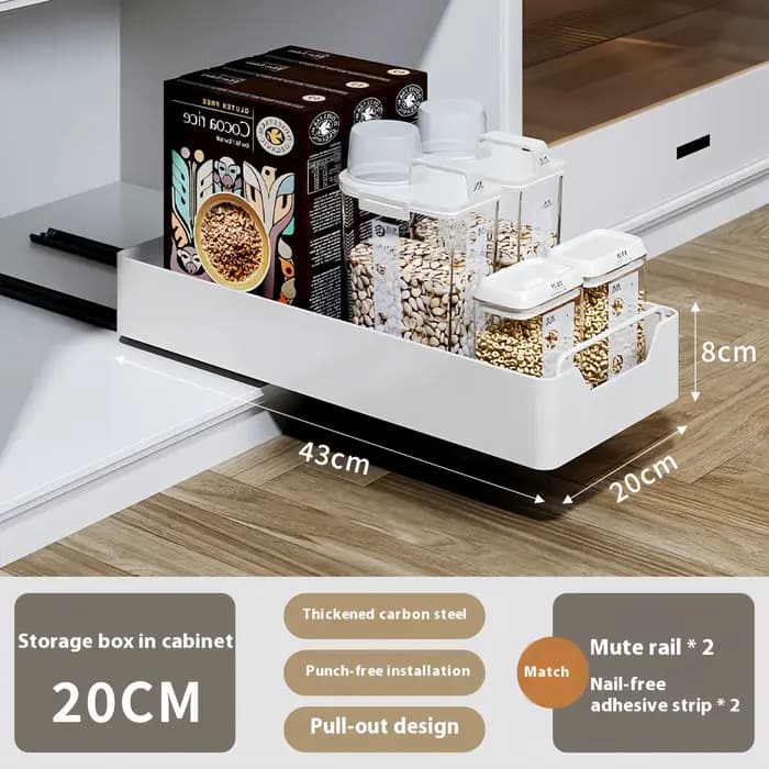 GENGSHENG Support de rangement de cuisine avec rails coulissants, plateau de rangement pour tiroir d