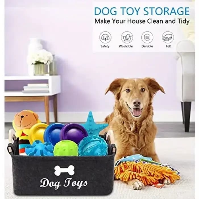 Boîte à jouets en feutre pour animaux de compagnie