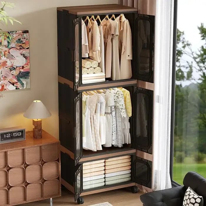 Organisateur noir armoire esthétique jean pliable vêtements