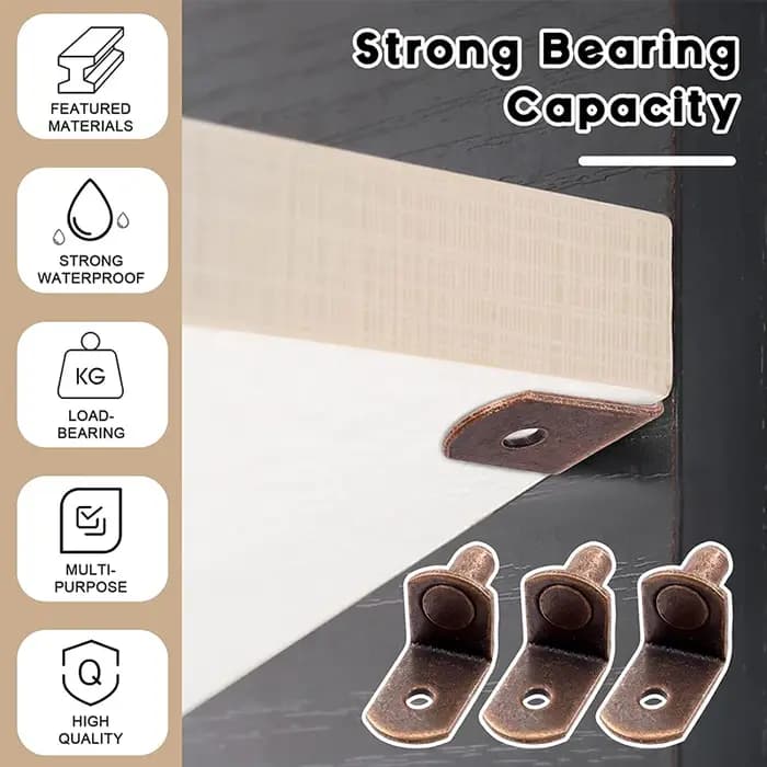 Kit de chevilles de Support d'étagère en L en acier plaqué Bronze rouge, 20/40 pièces, 1/4 "(6mm), assortiment de Support d'armoire en forme de L pour trous d'étagères