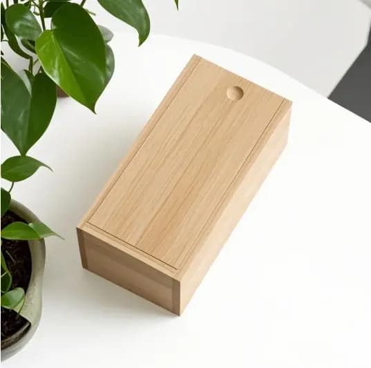 Boîte de rangement artisanale en bois naturel durable avec couvercle