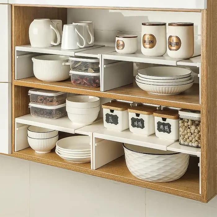 Étagère de cuisine extensible et empilable pour comptoir et armoire, accessoires de rangement de cuisine robustes