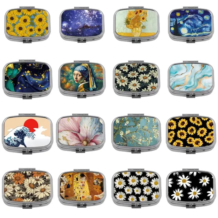 Van Gogh Art Mini boîte à pilules 2 compartiments médecine pilule organisateur ménage Portable