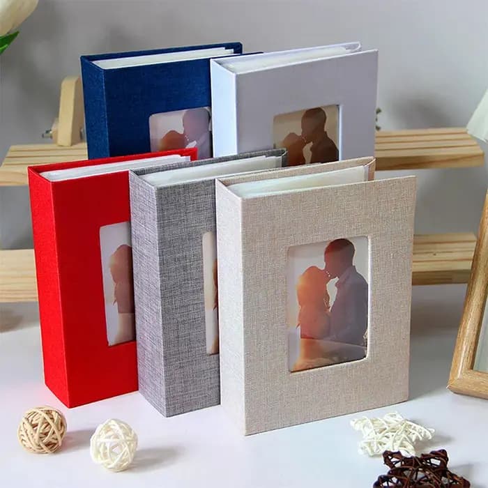 Innovant album de stockage de 100 photos ; Taille photo 4x6 ; Couverture en lin