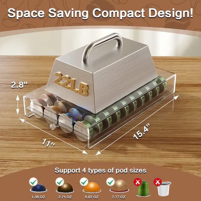 Boîte de rangement en acrylique pour capsules de café