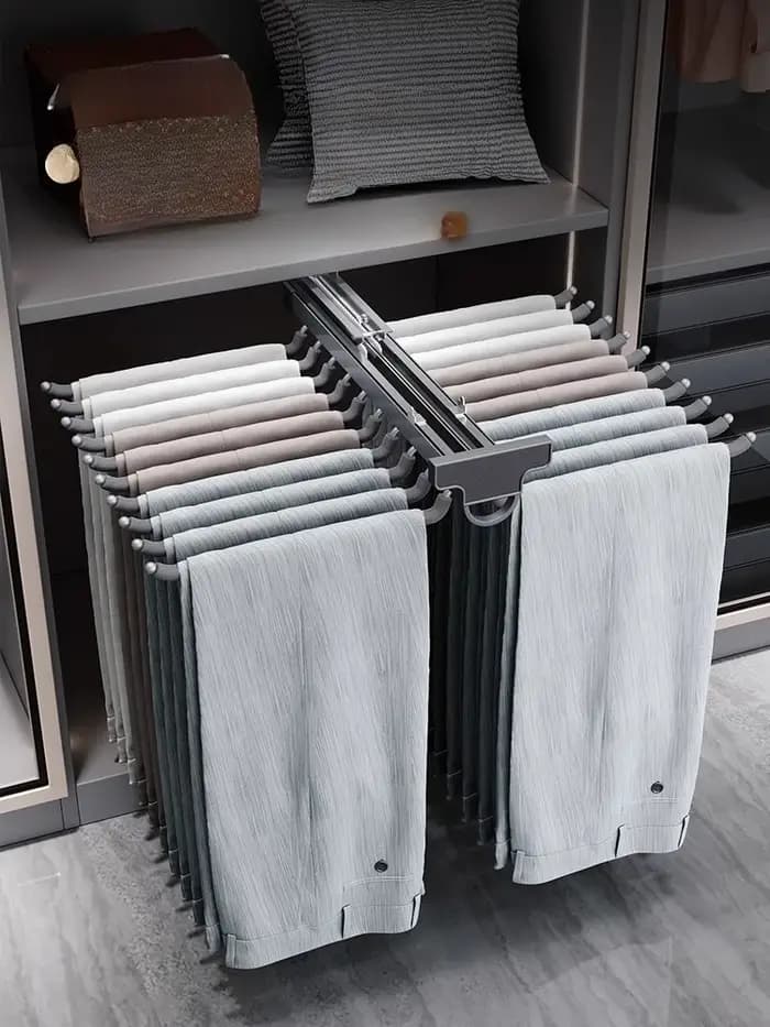 Porte-pantalons armoire pantalon intégré vestiaire domestique multifonctionnel haut extractible double rangée