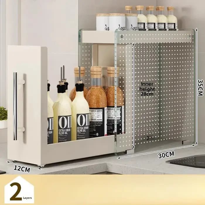 Étagère à épices extractible pour comptoir de cuisine étroit