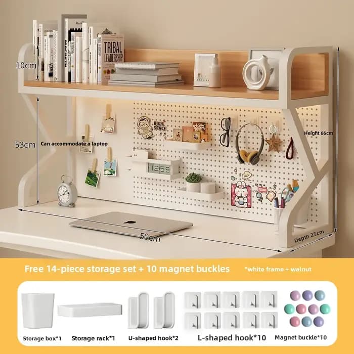 Étagère de rangement de bureau avec organisateur à panneaux perforés, support de bureau pour ordinat