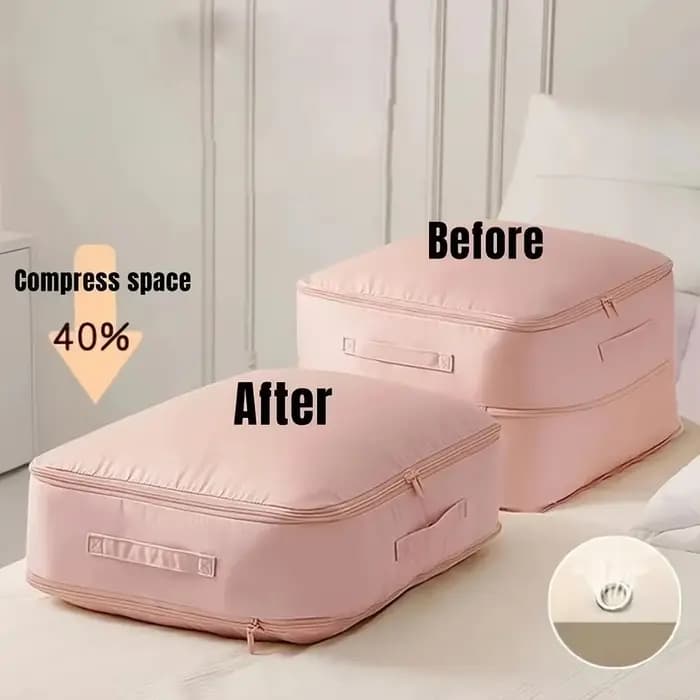 Sac de rangement auto-compressible robuste, organisateur portable pour vêtements, couvertures et édredons, idéal pour l'organisation du placard