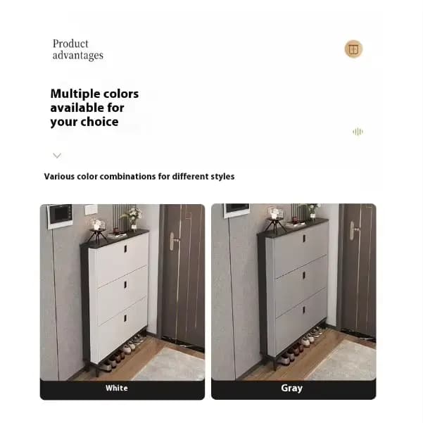 Armoire à chaussures d'entrée Ultra-mince avec rangement rabattable de grande capacité, meubles de m