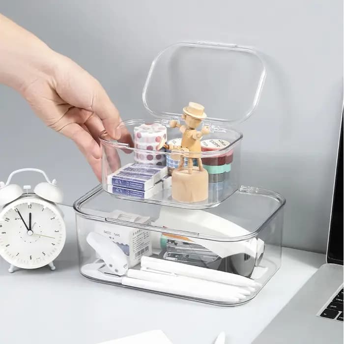 Boîte de rangement empilable pour documents A4 avec couvercle