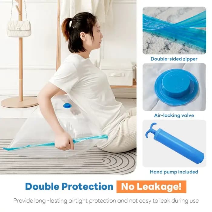 Sac de rangement sous vide pour vêtements avec pompe