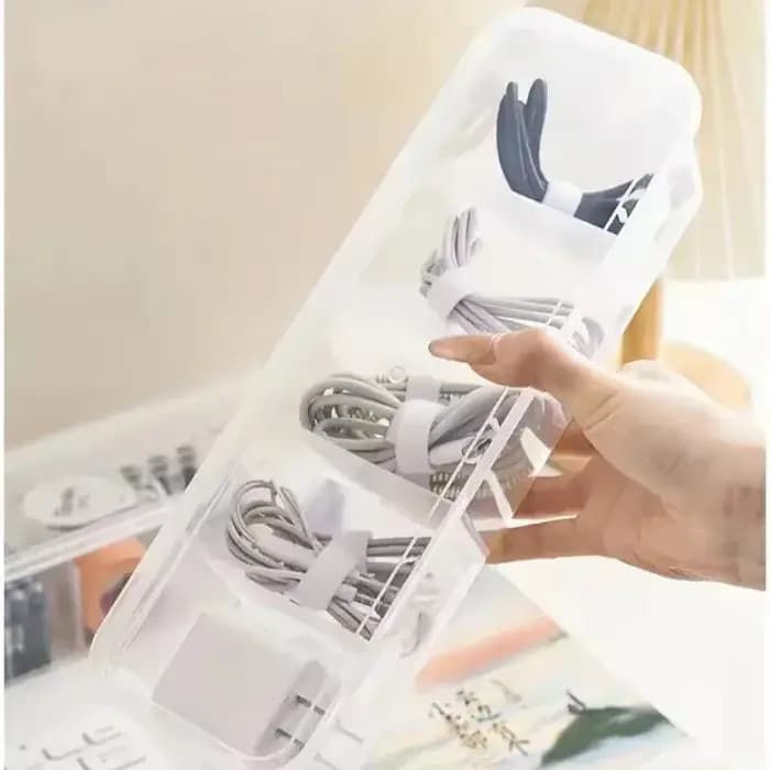 Boîte de rangement de câbles transparente S/M/L avec couvercle – Compartiment organisateur anti-poussière pour le bureau et la maison