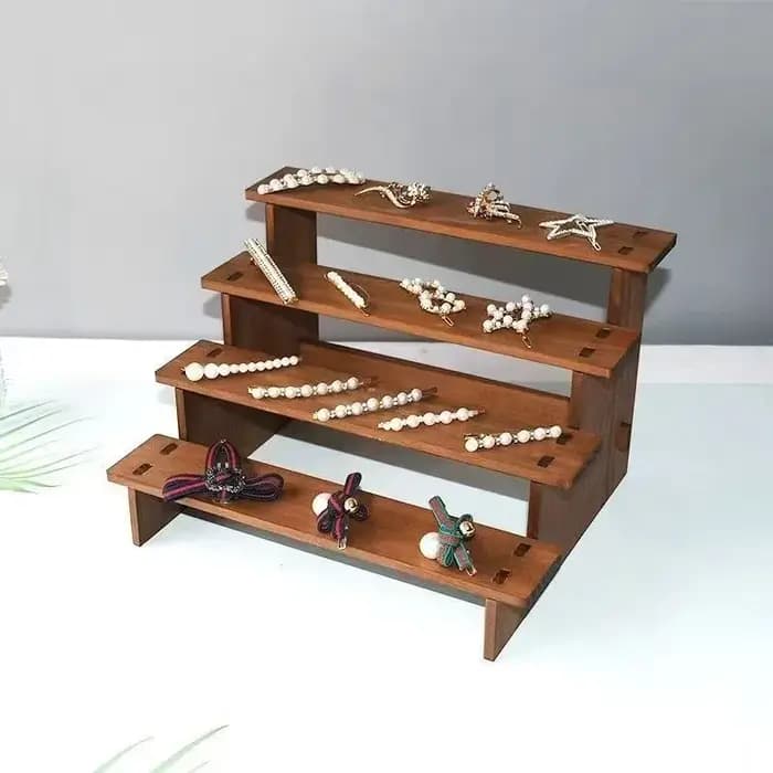 Présentoir à bijoux vintage en bois avec multiples crochets et points pour bracelets