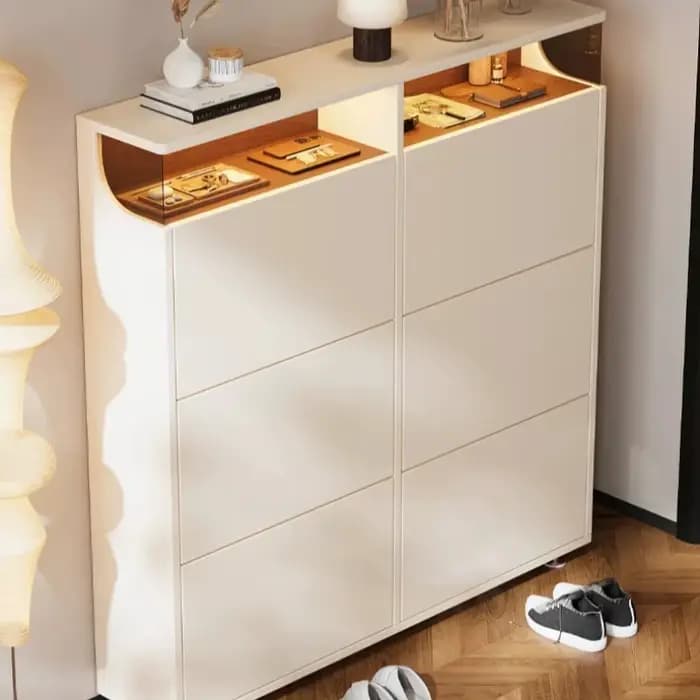 Meuble à chaussures fin avec tiroirs pour entrée