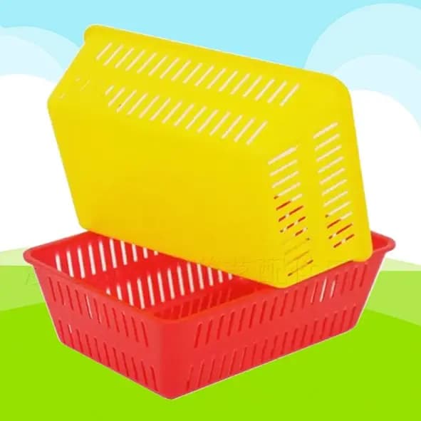 Mir de rangement en plastique jaune, petits paniers d'organisation